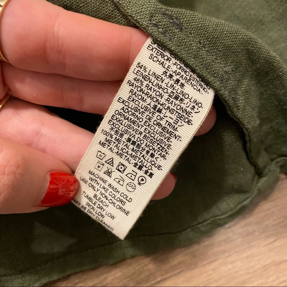SOLD Free People Green Linen Military Jacket - Picture 6 of 6